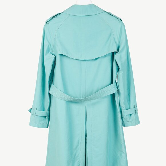 Burberry Turquoise Sateen Check-Undercollar Trench Coat - Picture 2 of 14